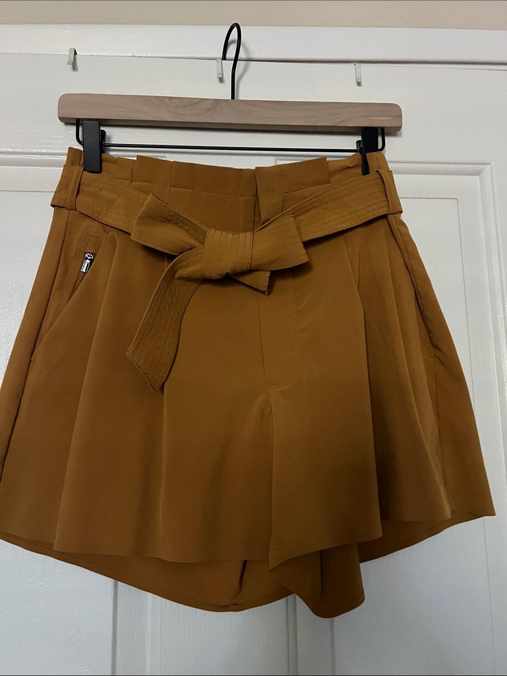 Athleta High-Waist Belted Skort in Mustard